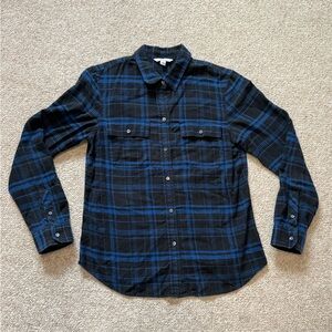 L.L. Bean Men's Black and Blue Checkered Shirt